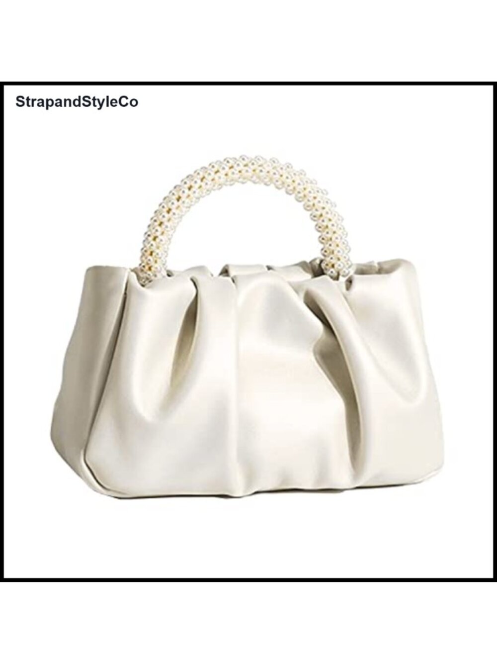 Pearl Handle Clutch Evening Bag Pleated Crossbody Purse for Wedding Party Prom